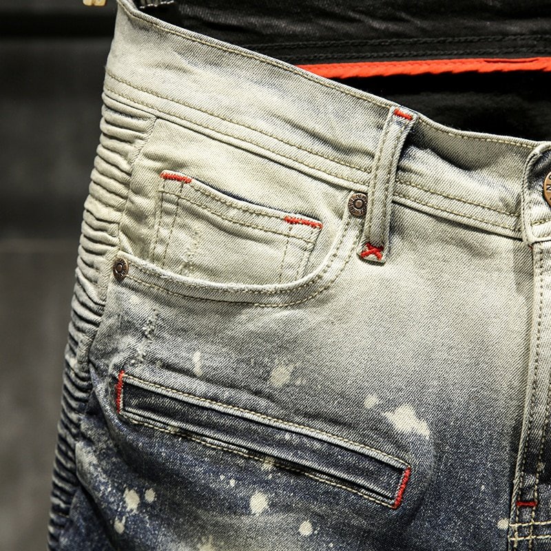 Skinny Jeans Mannen Ripped Spijkerbroeken Heren Jean Homme Pantalon Spijkerbroeken Heren Broek Streetwear Biker Hiphop Broek