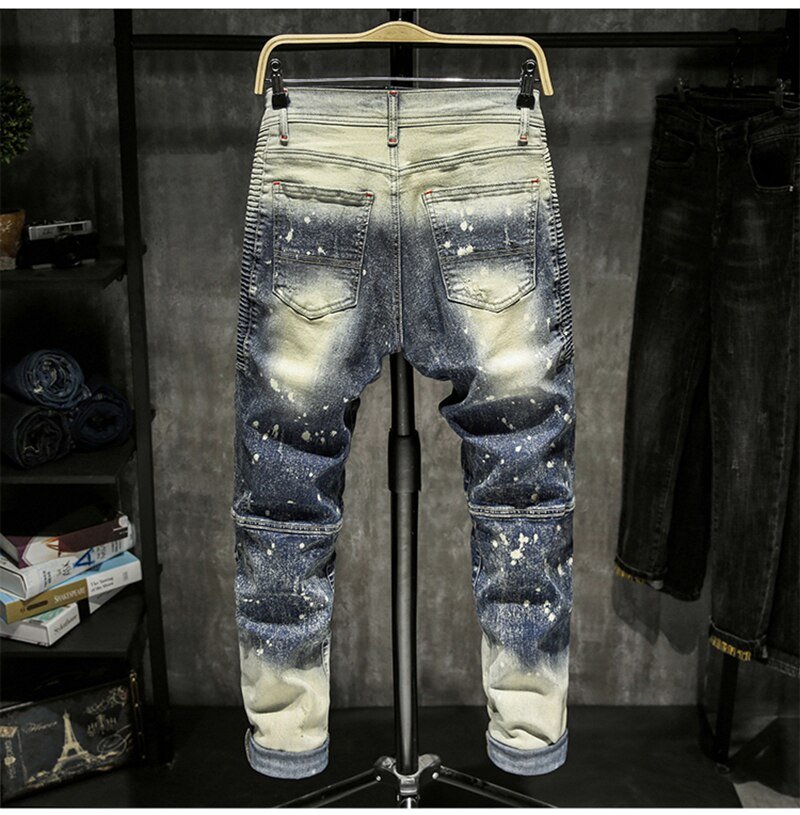 Skinny Jeans Mannen Ripped Spijkerbroeken Heren Jean Homme Pantalon Spijkerbroeken Heren Broek Streetwear Biker Hiphop Broek