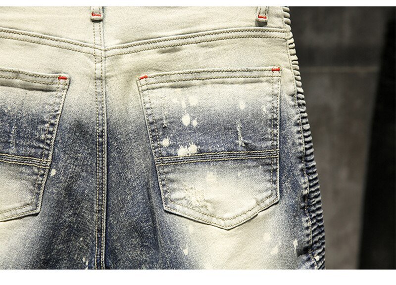 Skinny Jeans Mannen Ripped Spijkerbroeken Heren Jean Homme Pantalon Spijkerbroeken Heren Broek Streetwear Biker Hiphop Broek