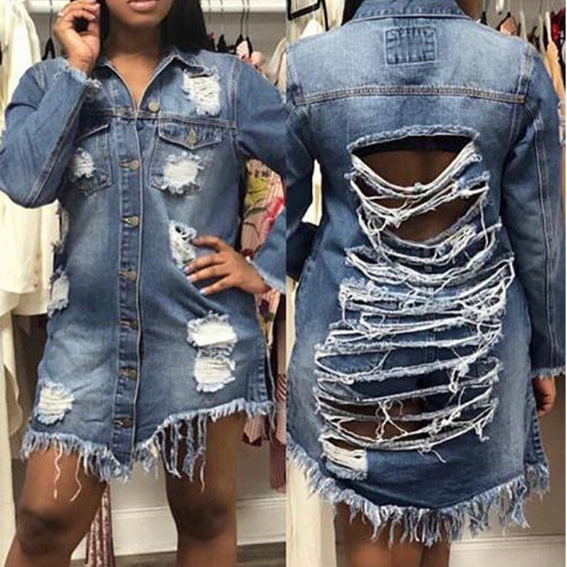 MeihUiDa 2018 Nieuwe Stijl Mode Boyfriend Style Vrouwen Slanke Denim Jas Lange Mouwen Casual Jean Jas Bovenkleding