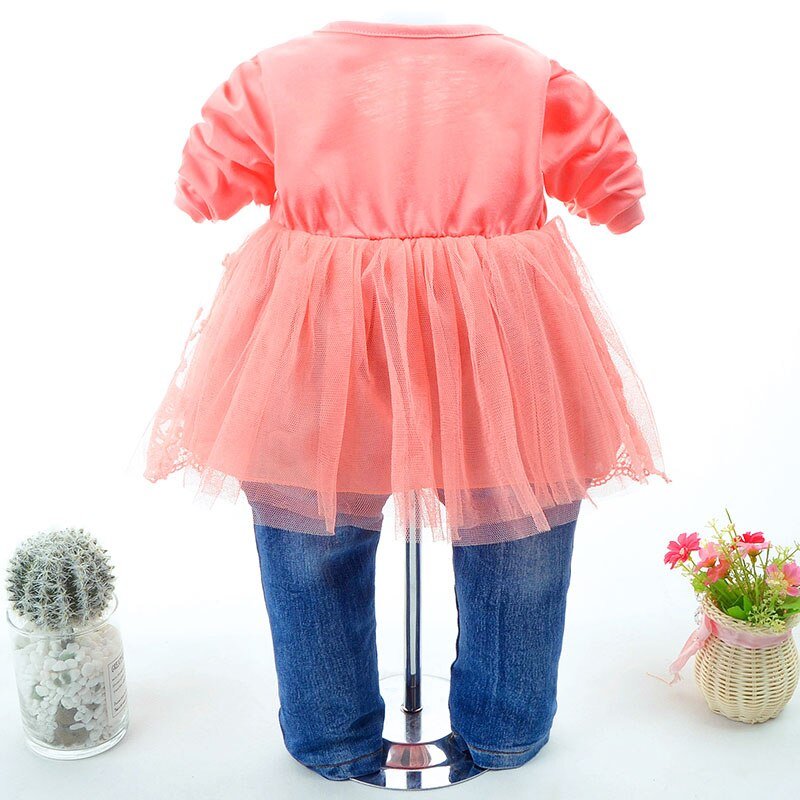 Lente Herfst Baby Meisje Kleding Meisje Denim Kleding Sets 3 Stuks Lange Mouwen T-shirt Jurk Tops Bebe Denim jas En Jeans
