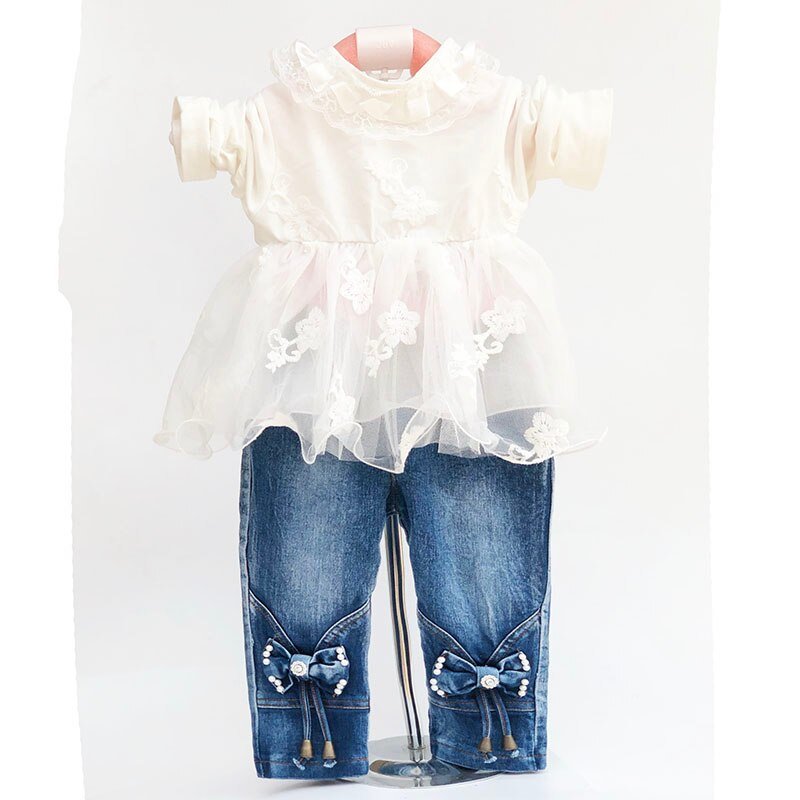 Lente Herfst Baby Meisje Kleding Meisje Denim Kleding Sets 3 Stuks Lange Mouwen T-shirt Jurk Tops Bebe Denim jas En Jeans