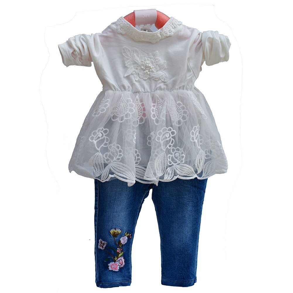 Lente Herfst Baby Meisje Kleding Meisje Denim Kleding Sets 3 Stuks Lange Mouwen T-shirt Jurk Tops Bebe Denim jas En Jeans