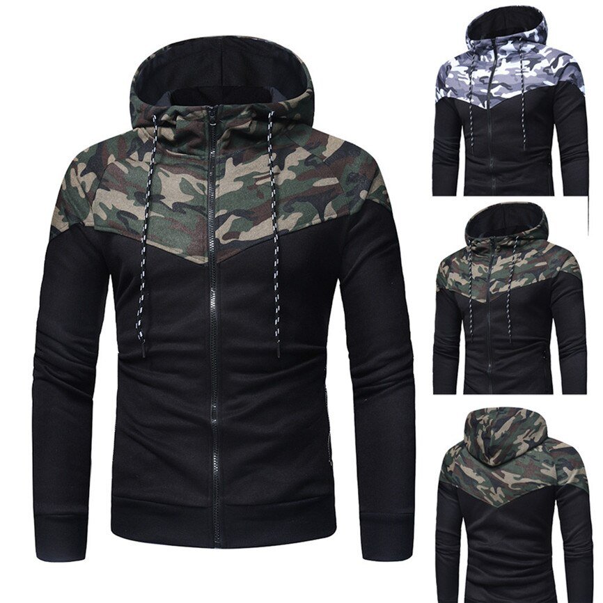 Mannen Camouflage Gedrukt Set 2019 Nieuwe Causale Patchwork Jas Trainingspak Sportkleding Hoodies Sweatshirt Broek Jogger Pak Mannen Camouflage Gedrukt Set 2019 Nieuwe Causale Patchwork Jas Trainingspak Sportkleding Hoodies Sweatshirt Broek Jogger Pak