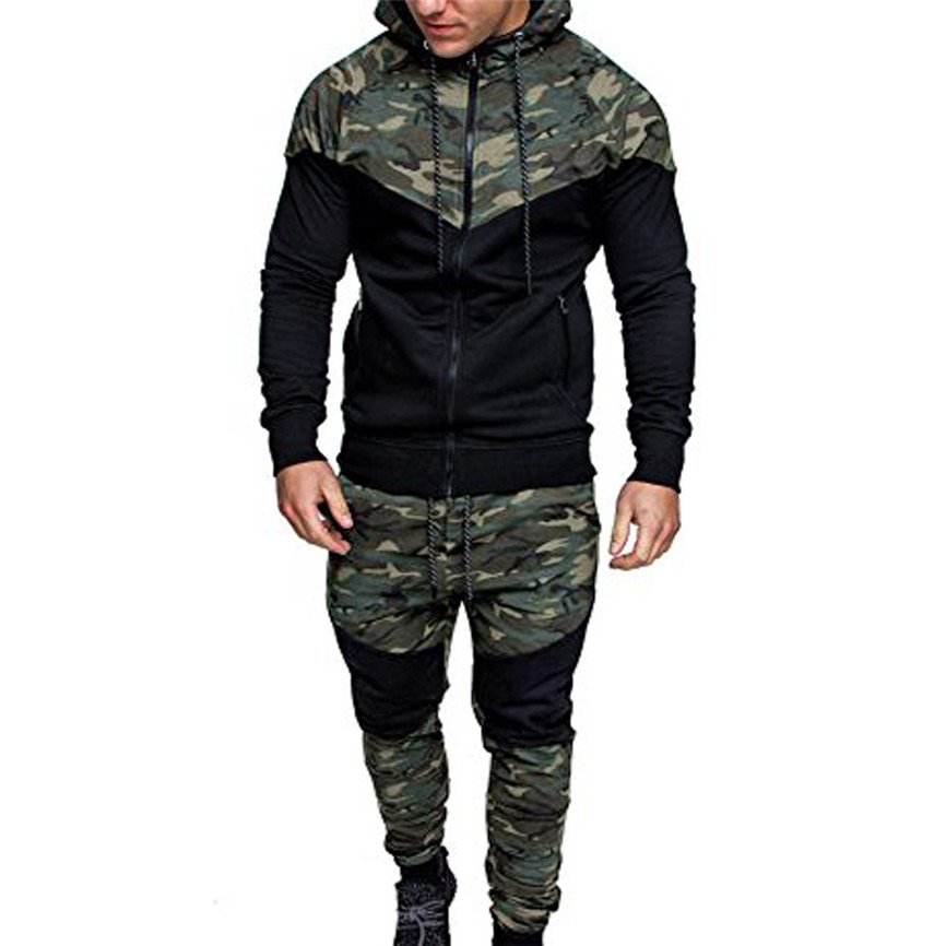 Mannen Camouflage Gedrukt Set 2019 Nieuwe Causale Patchwork Jas Trainingspak Sportkleding Hoodies Sweatshirt Broek Jogger Pak Mannen Camouflage Gedrukt Set 2019 Nieuwe Causale Patchwork Jas Trainingspak Sportkleding Hoodies Sweatshirt Broek Jogger Pak