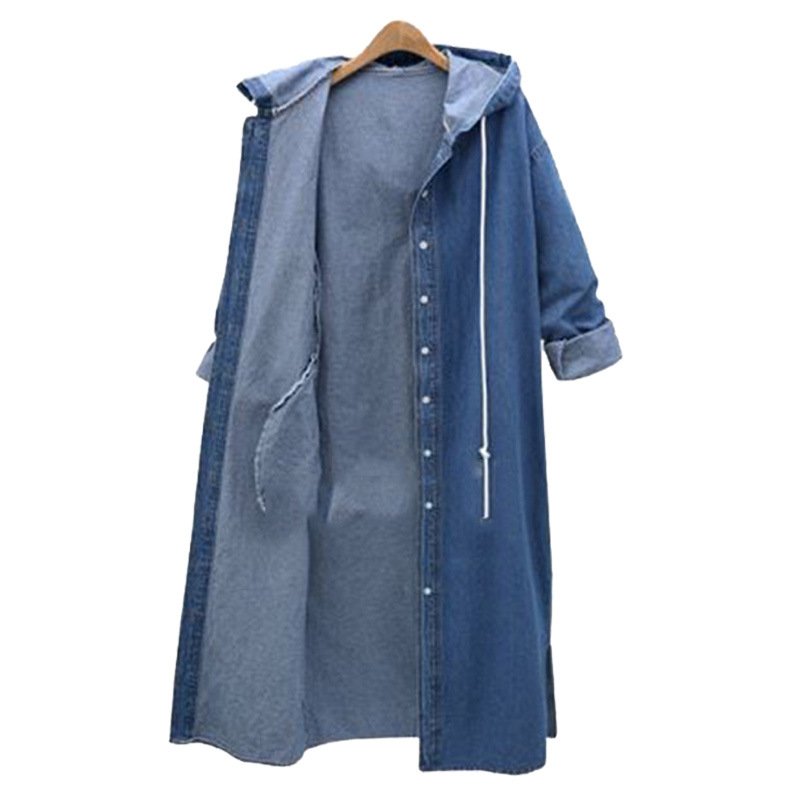 Lange Jeans Jas Vrouwen Hooded Kurtka Jeans Veste Jean Femme Demin Jaqueta Jeans Denim Jas Oversize Vrouwen Plus Size 4xl xxxxl