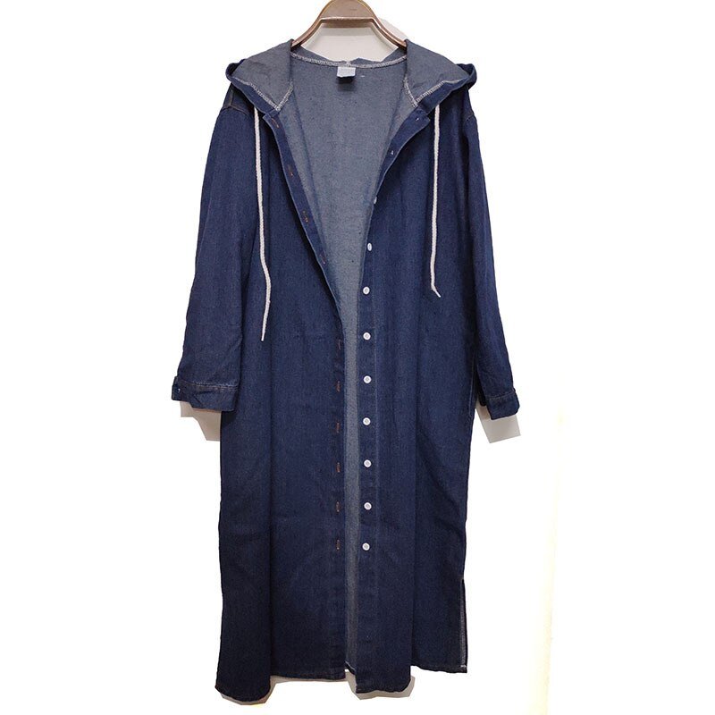 Lange Jeans Jas Vrouwen Hooded Kurtka Jeans Veste Jean Femme Demin Jaqueta Jeans Denim Jas Oversize Vrouwen Plus Size 4xl xxxxl