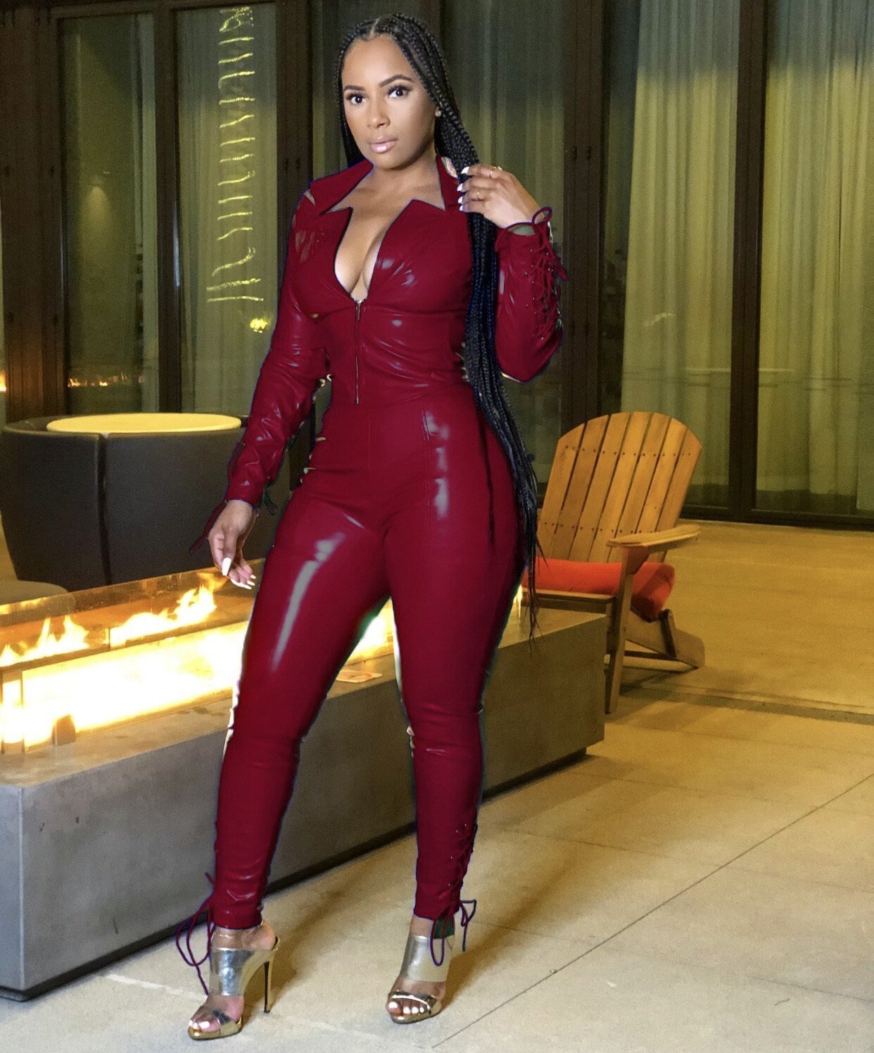 Echoine Pu Leer Rits Korte Jas En Tule Lace Up Pu Broek Set Twee Delige Set Bandage Biker Bodycon Club outfits Straat