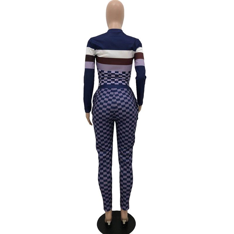 Kricesseen Casual Plaid Twee Stukken Broek Set Vrouwen Brief Top En Biker Lange Broek Past 2 Stuks Outfits Bijpassende set