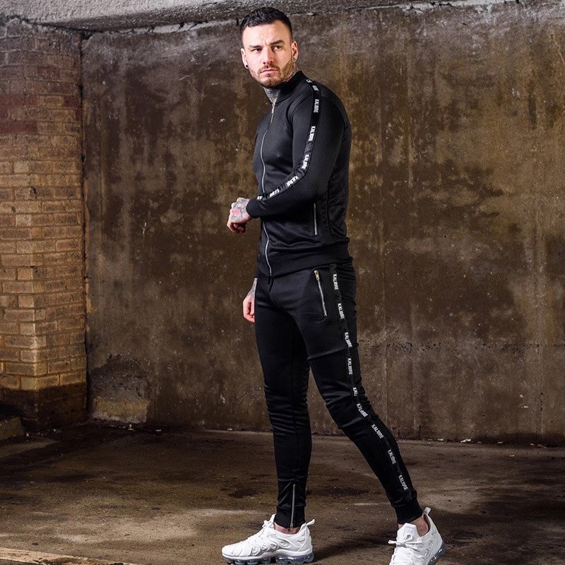 2020 Europese En Amerikaanse Ins Nieuwe Modieuze Suitsolid Kleur Rits Jas Basketbal Fitness Jogging Broek Mannen Sets