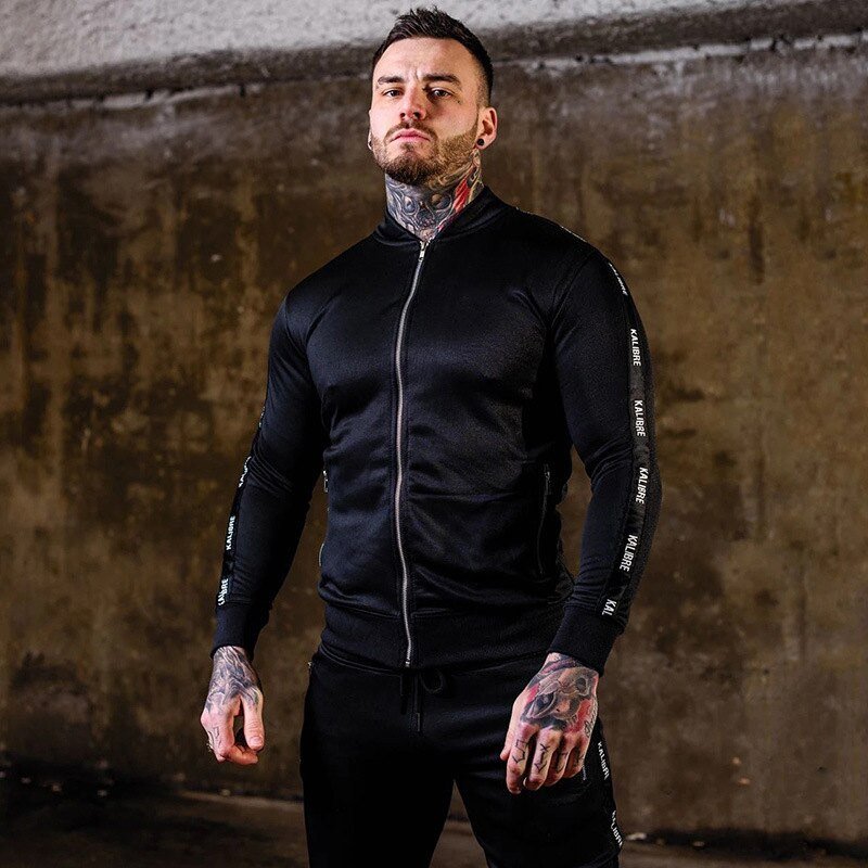 2020 Europese En Amerikaanse Ins Nieuwe Modieuze Suitsolid Kleur Rits Jas Basketbal Fitness Jogging Broek Mannen Sets