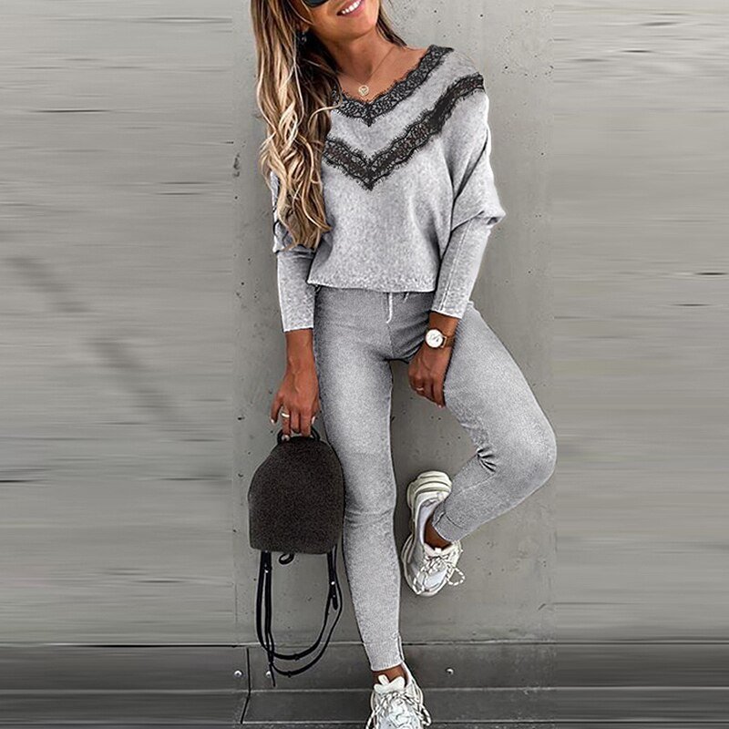 Sexy Off Shoulder Geribbelde Trainingspak Twee Delige Set Casual Vrouwen Print Tops En Jogger Lange Broek Outfits Herfst Slanke Sweatpant set