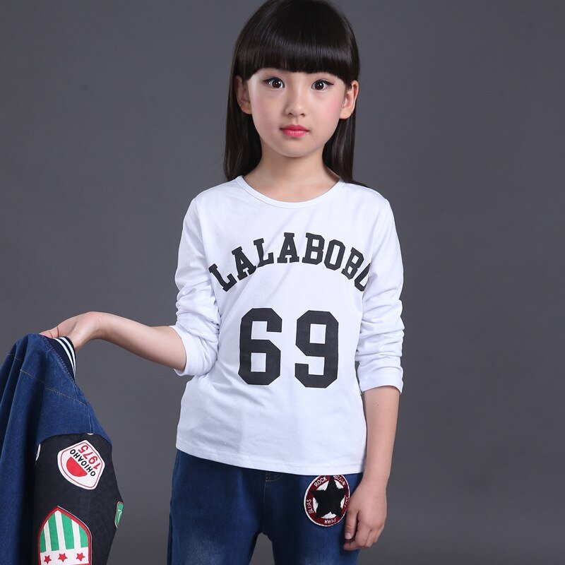 Meisjes Denim Suits Lange Mouwen Uitloper Kids Cartoon Jeans Kleding Jas Kit Jas Twee Stuk Borduurwerk Set 2020 Hot Koop nieuwe