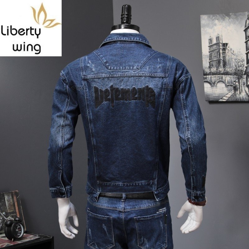 2 Mannen Nieuwe Herfst Mode Koreaanse Slim Fit Denim Jassen En Jeans Casual Tweedelige Sets Merk Kleding Suits