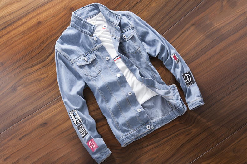Mode Heren Gewassen Denim Jasje Jeans Broek 2 Stuks Set Applicaties Lange Mouwen Jas Casual Slim Fit Jongens Kleding S-XXXL herfst N46