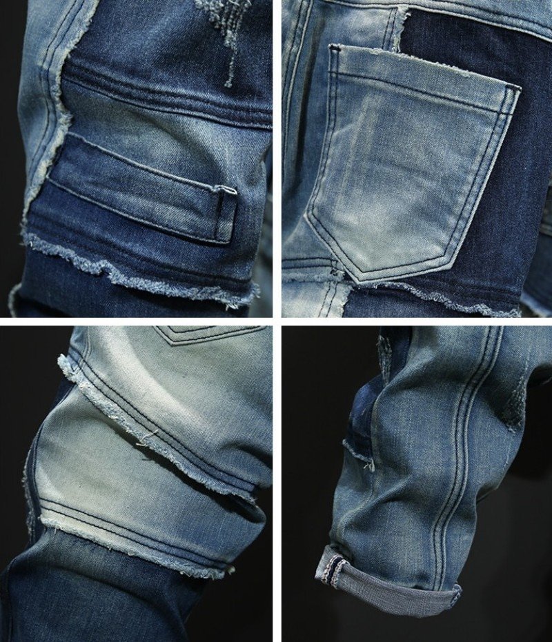 Spliced Denim Jassen En Jeans Herfst Mens Losse Denim 2 Stuks Set Lange Mouw Enkele Breasted Jassen Volledige Lengte Broek denim Set