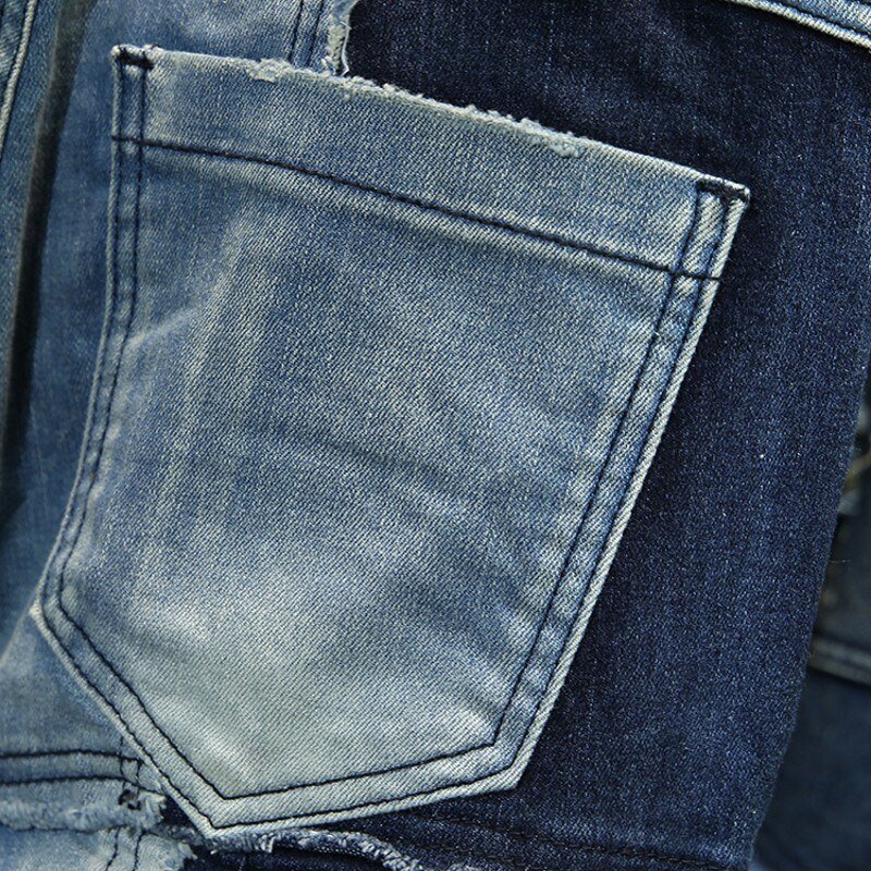 Spliced Denim Jassen En Jeans Herfst Mens Losse Denim 2 Stuks Set Lange Mouw Enkele Breasted Jassen Volledige Lengte Broek denim Set
