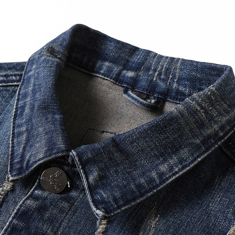2020 Europese Stijl Mannen Sets Geborduurde Indiase Stretch Denim Blauw 2 Stuks Maching Set Jas En Gat Jeans Heren Clohing