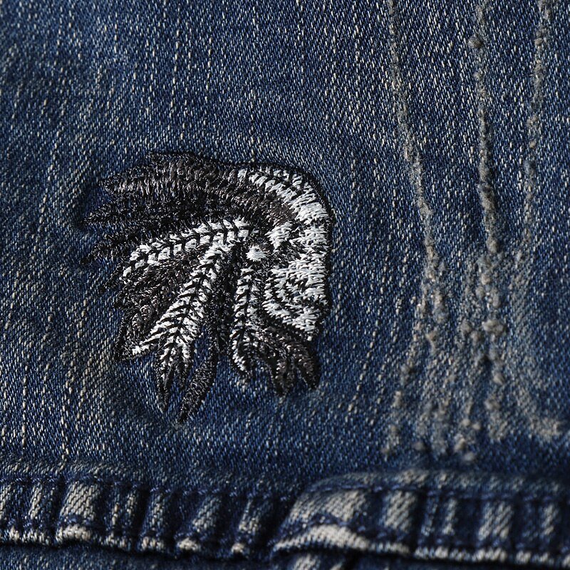 2020 Europese Stijl Mannen Sets Geborduurde Indiase Stretch Denim Blauw 2 Stuks Maching Set Jas En Gat Jeans Heren Clohing