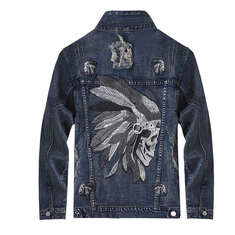 2020 Europese Stijl Mannen Sets Geborduurde Indiase Stretch Denim Blauw 2 Stuks Maching Set Jas En Gat Jeans Heren Clohing