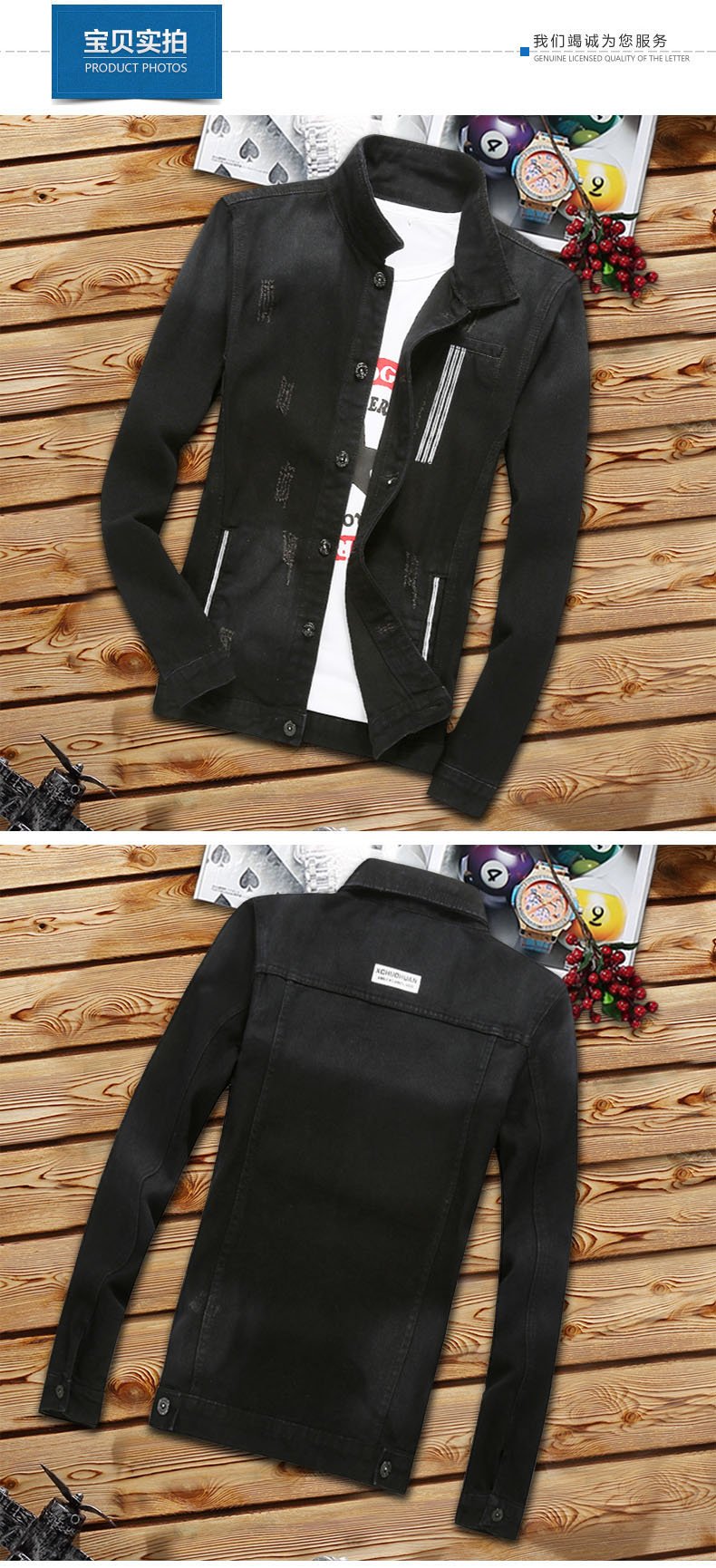 Nieuwe Lente Mens Denim Jacket Potlood Broek 2 Stuks Set Blauw Zwart Gaten Jeans Broek Casual Maat M-3XL D34
