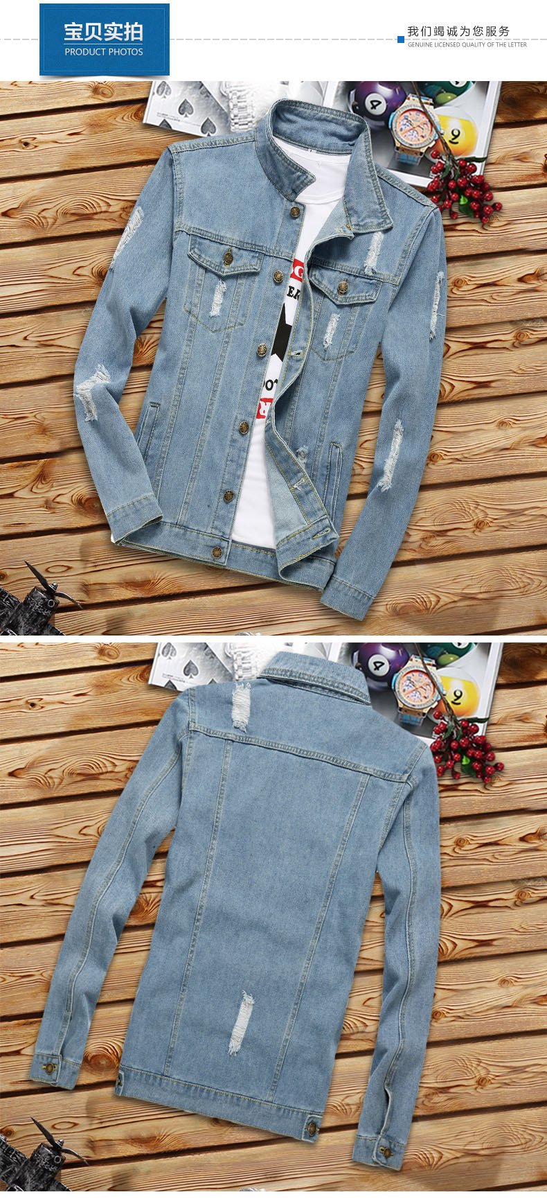 Nieuwe Lente Mens Denim Jacket Potlood Broek 2 Stuks Set Blauw Zwart Gaten Jeans Broek Casual Maat M-3XL D34