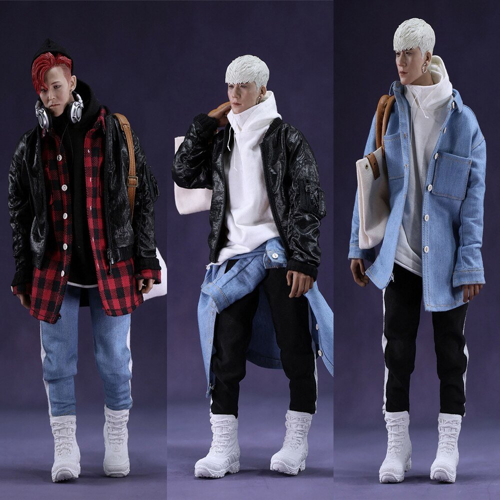 1/6 Mannen Mode Vlucht Jas Sets Lederen Jas Jeans Laarzen Model Voor 12 Inch Bigbang Kleding Accessoire