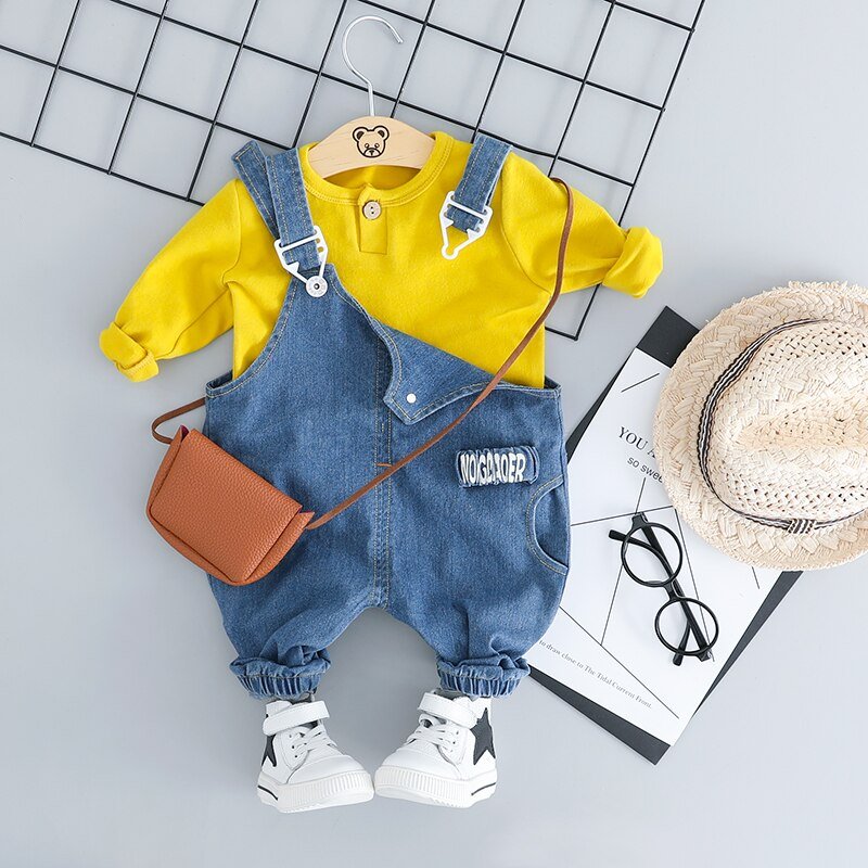 Hylkidhuose Baby Meisjes Jongens Kleding Sets Peuter Baby Kleding Suits Hoge Kwaliteit Katoenen T-shirt Bib Jeans Kinderen Kind Kostuum