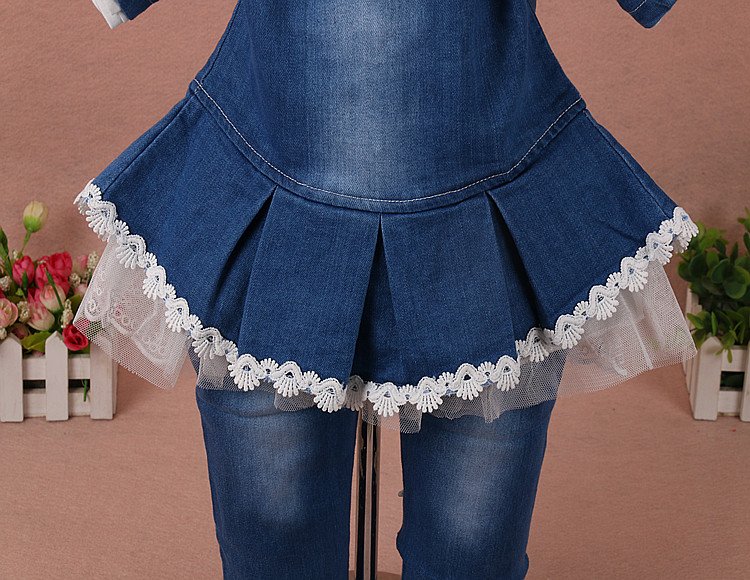 Nieuwe 2017 lente meisjes bloem denim jas + t-shirt + broek kleding sets 3pcs kids kleding sets meisjes herfst casual pak kids jeans