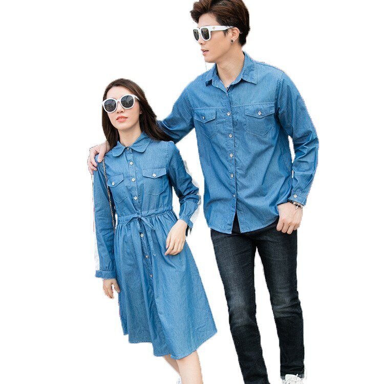 2020 Koreaanse Casual Styel Moeder Dochter Jeans Jurk Familie Bijpassende Denim Shirts Blouse Jassen Vader Moeder Zoon Outfits