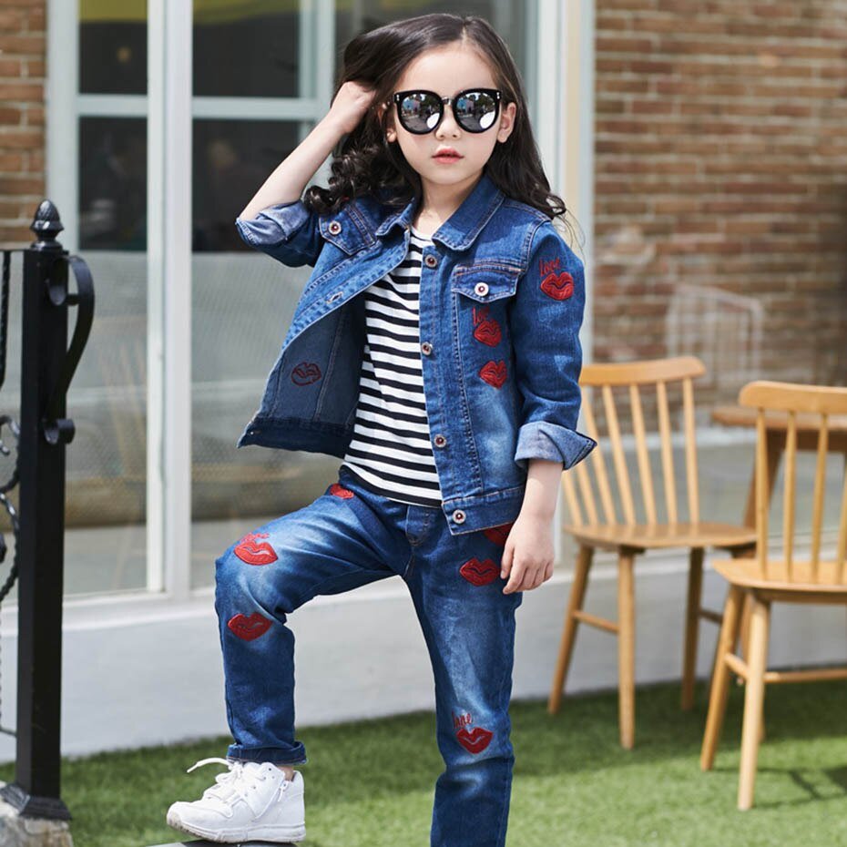 Tiener Meisjes Kleding Denim Jacket & Jeans 2 Stuks Pak Voor Meisjes Mode Borduren Meisjes Kleding Set Herfst Kinderen Pakken voor Meisjes Tiener Meisjes Kleding Denim Jacket & Jeans 2 Stuks Pak Voor Meisjes Mode Borduren Meisjes Kleding Set Herfst Kinderen Pakken voor Meisjes