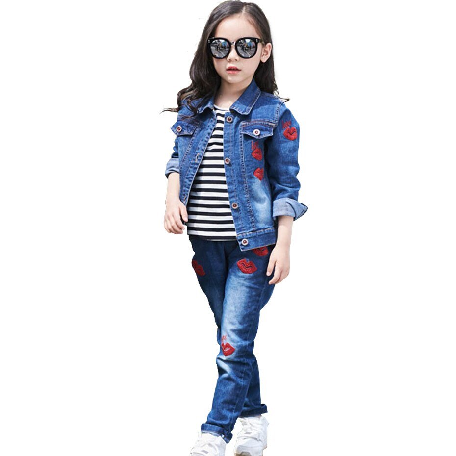 Tiener Meisjes Kleding Denim Jacket & Jeans 2 Stuks Pak Voor Meisjes Mode Borduren Meisjes Kleding Set Herfst Kinderen Pakken voor Meisjes Tiener Meisjes Kleding Denim Jacket & Jeans 2 Stuks Pak Voor Meisjes Mode Borduren Meisjes Kleding Set Herfst Kinderen Pakken voor Meisjes