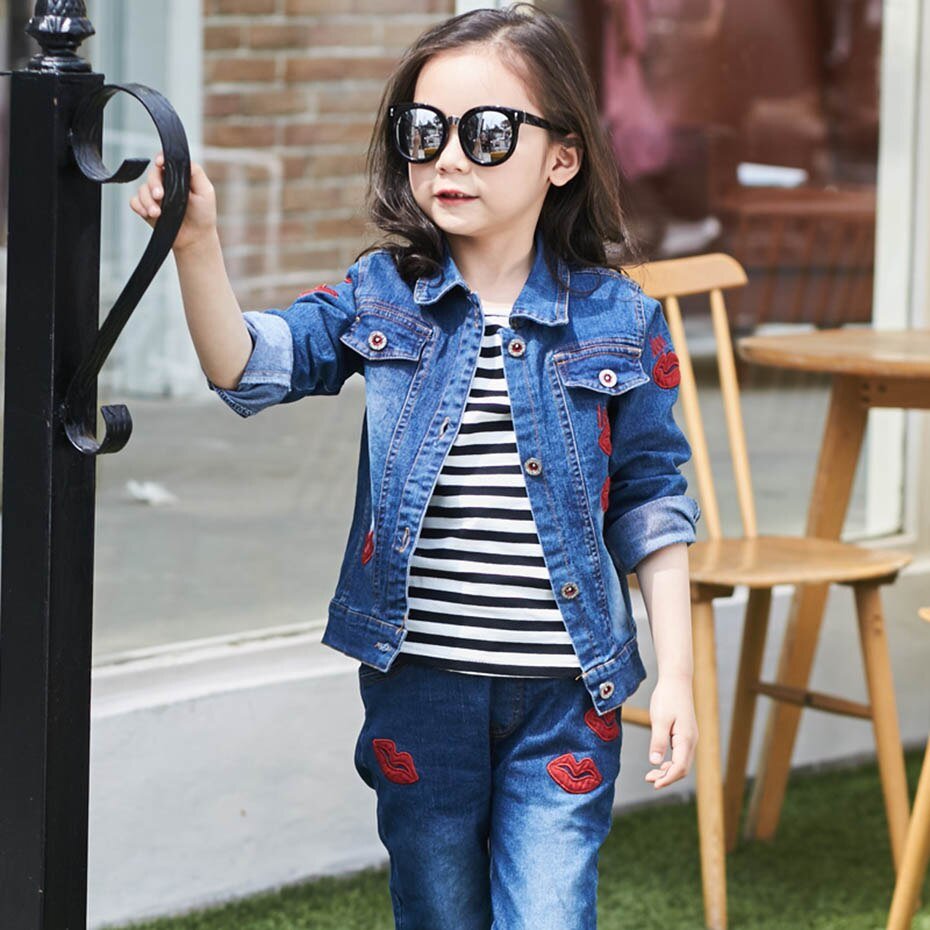 Tiener Meisjes Kleding Denim Jacket & Jeans 2 Stuks Pak Voor Meisjes Mode Borduren Meisjes Kleding Set Herfst Kinderen Pakken voor Meisjes Tiener Meisjes Kleding Denim Jacket & Jeans 2 Stuks Pak Voor Meisjes Mode Borduren Meisjes Kleding Set Herfst Kinderen Pakken voor Meisjes