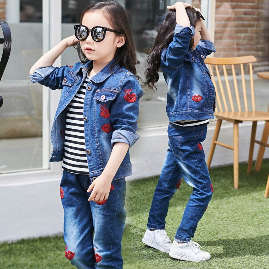 Tiener Meisjes Kleding Denim Jacket & Jeans 2 Stuks Pak Voor Meisjes Mode Borduren Meisjes Kleding Set Herfst Kinderen Pakken voor Meisjes Tiener Meisjes Kleding Denim Jacket & Jeans 2 Stuks Pak Voor Meisjes Mode Borduren Meisjes Kleding Set Herfst Kinderen Pakken voor Meisjes