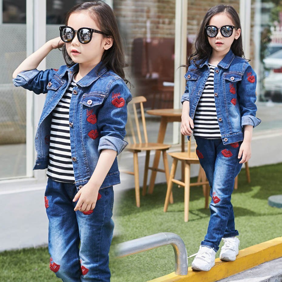 Tiener Meisjes Kleding Denim Jacket & Jeans 2 Stuks Pak Voor Meisjes Mode Borduren Meisjes Kleding Set Herfst Kinderen Pakken voor Meisjes Tiener Meisjes Kleding Denim Jacket & Jeans 2 Stuks Pak Voor Meisjes Mode Borduren Meisjes Kleding Set Herfst Kinderen Pakken voor Meisjes