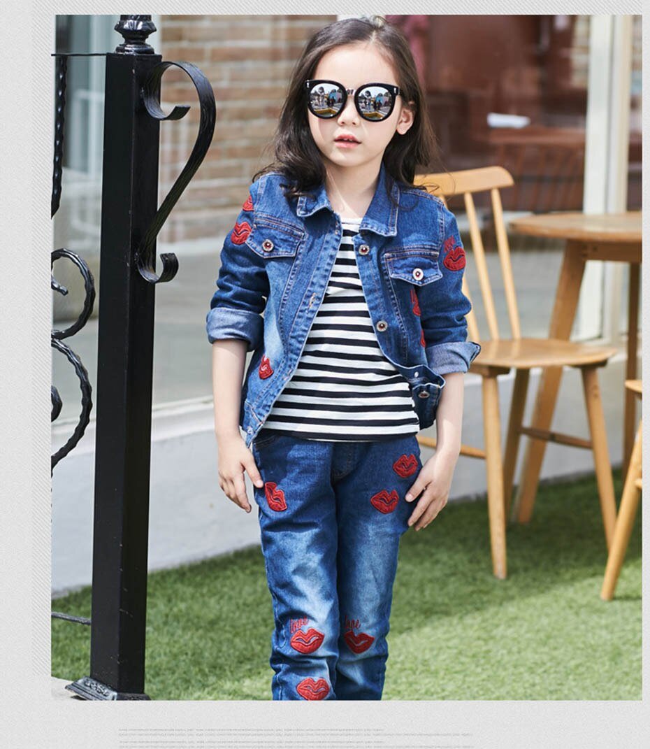 Tiener Meisjes Kleding Denim Jacket & Jeans 2 Stuks Pak Voor Meisjes Mode Borduren Meisjes Kleding Set Herfst Kinderen Pakken voor Meisjes Tiener Meisjes Kleding Denim Jacket & Jeans 2 Stuks Pak Voor Meisjes Mode Borduren Meisjes Kleding Set Herfst Kinderen Pakken voor Meisjes