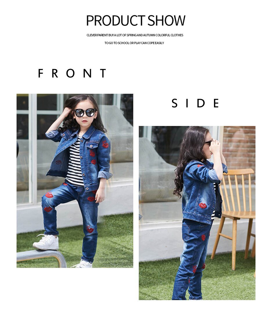 Tiener Meisjes Kleding Denim Jacket & Jeans 2 Stuks Pak Voor Meisjes Mode Borduren Meisjes Kleding Set Herfst Kinderen Pakken voor Meisjes Tiener Meisjes Kleding Denim Jacket & Jeans 2 Stuks Pak Voor Meisjes Mode Borduren Meisjes Kleding Set Herfst Kinderen Pakken voor Meisjes