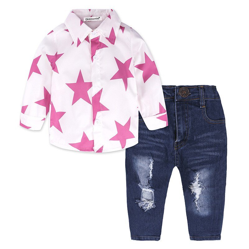 KEAIYOUHUO Kinderen Kleding 2020 Lente Lange Mouw Meisjes Sets T-shirt + Jeans 2 stuks Baby Meisjes Kleding Sets fashion Kids Kostuums