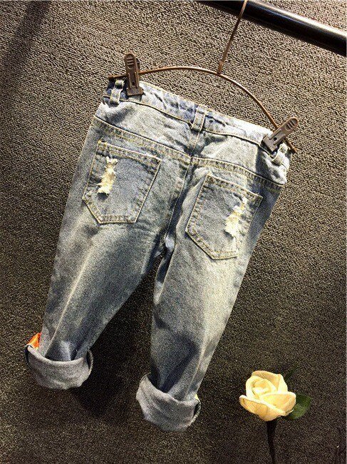 Jongens Meisjes Kleding Set Kids Herfst Mode T-shirt Jeans Gaten Denim Sets Een Brief Zomer Europa K1