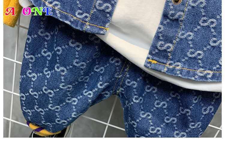 Herfst Lente Baby Set Jongens Denim Jas + Broek Meisje 2 Stuks Set Kinderen Pak Voor Kinderen Ins Geometrische Brief volledige Print 2-12 Jr Herfst Lente Baby Set Jongens Denim Jas + Broek Meisje 2 Stuks Set Kinderen Pak Voor Kinderen Ins Geometrische Brief volledige Print 2-12 Jr
