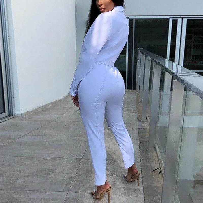 Vrouwen Lente Herfst Office Dames Elegant Plain Blazer Suits Sets Lange Broek En Blazers Sets Chic Streetwear