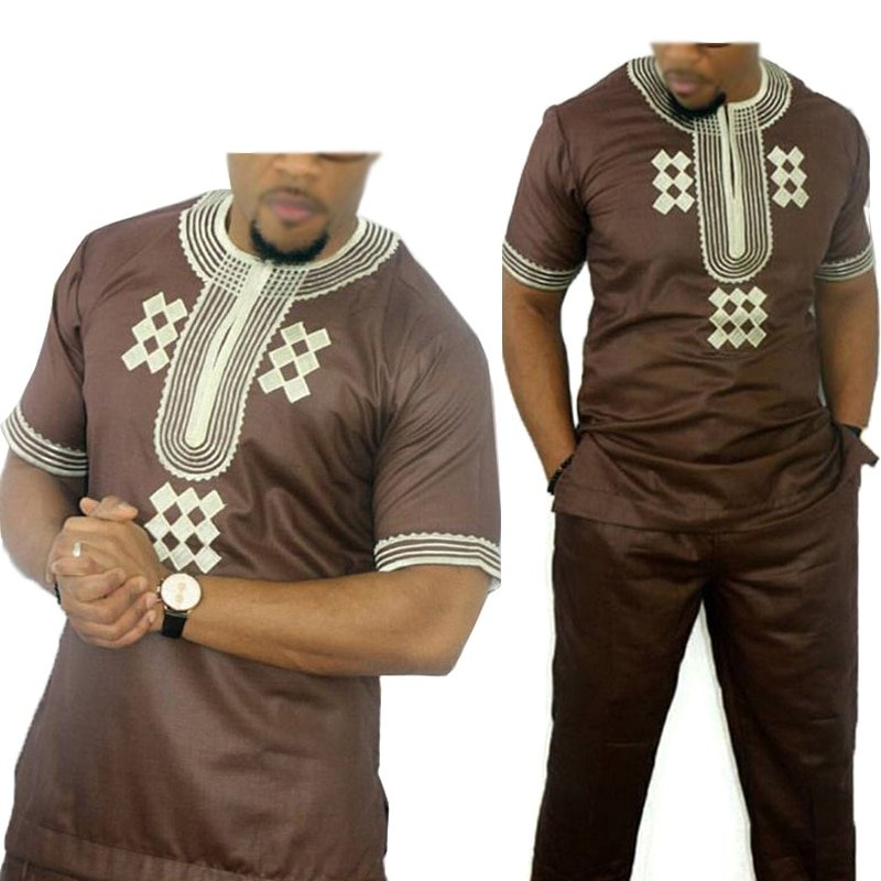 Dashiki Mannen Afrikaanse Mens Suits Tops Shirts Pant 2 Stuks Set 3xl 4xl