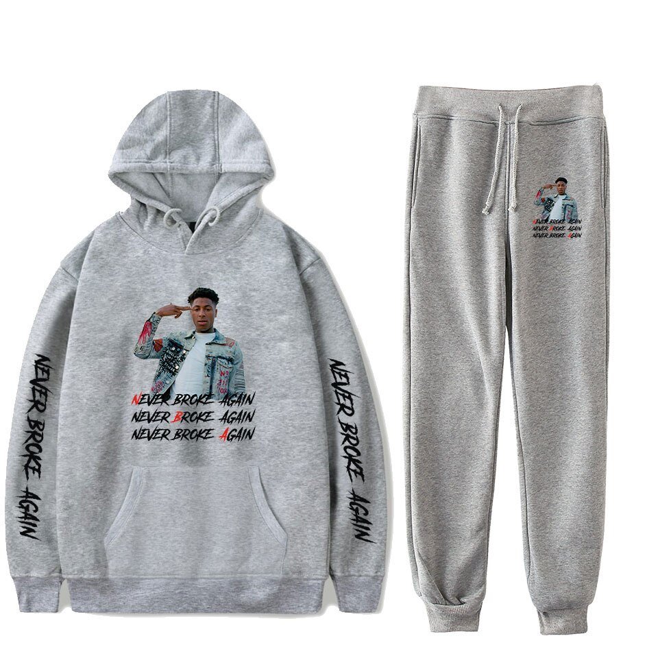 Hot Youngboy Nooit Brak Weer Mode Lange Mouwen Hooded Sweater 2Pcs Vrouwen/Mannen Trainingspak Hoodies Broek Hip hop Sport Pak