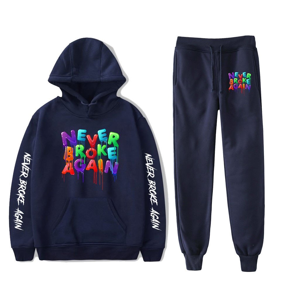 Hot Youngboy Nooit Brak Weer Mode Lange Mouwen Hooded Sweater 2Pcs Vrouwen/Mannen Trainingspak Hoodies Broek Hip hop Sport Pak