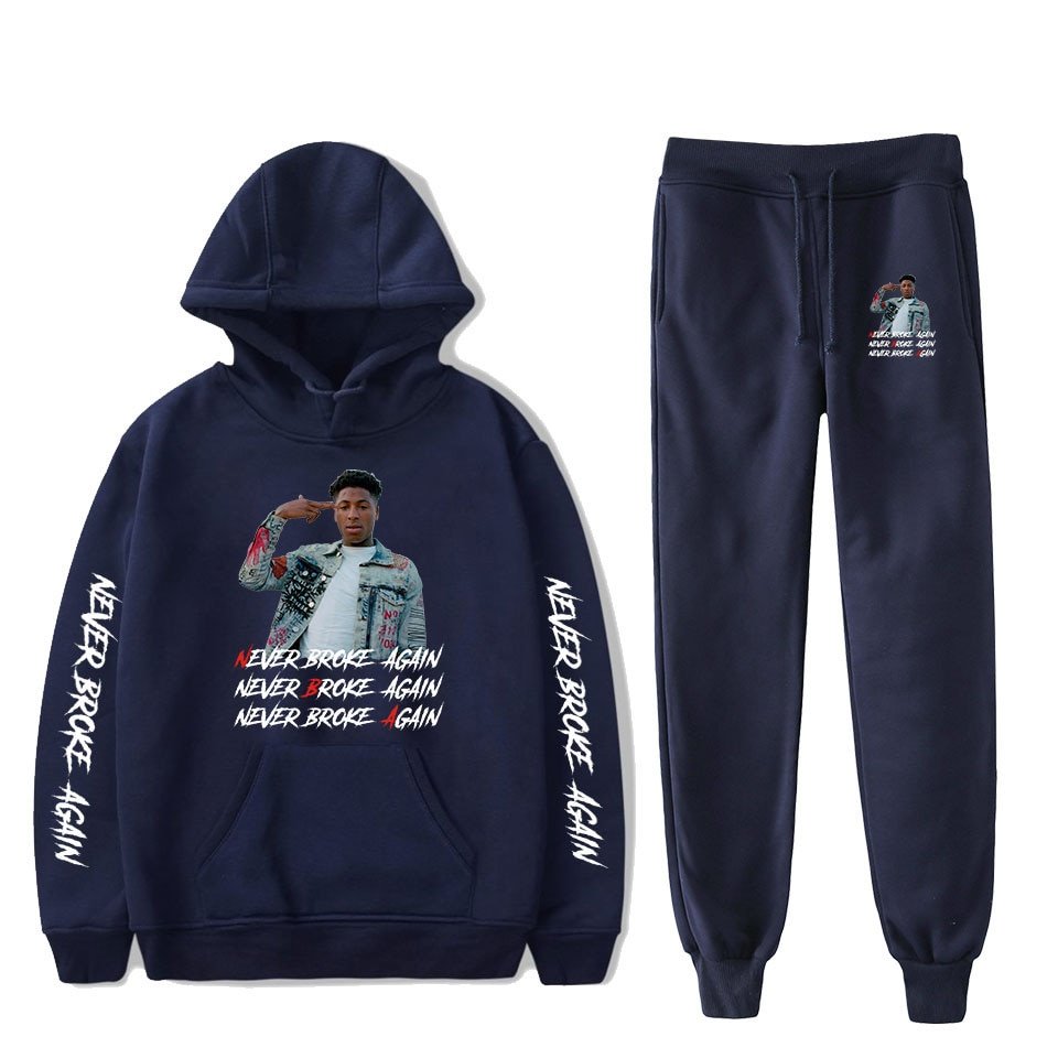 Hot Youngboy Nooit Brak Weer Mode Lange Mouwen Hooded Sweater 2Pcs Vrouwen/Mannen Trainingspak Hoodies Broek Hip hop Sport Pak