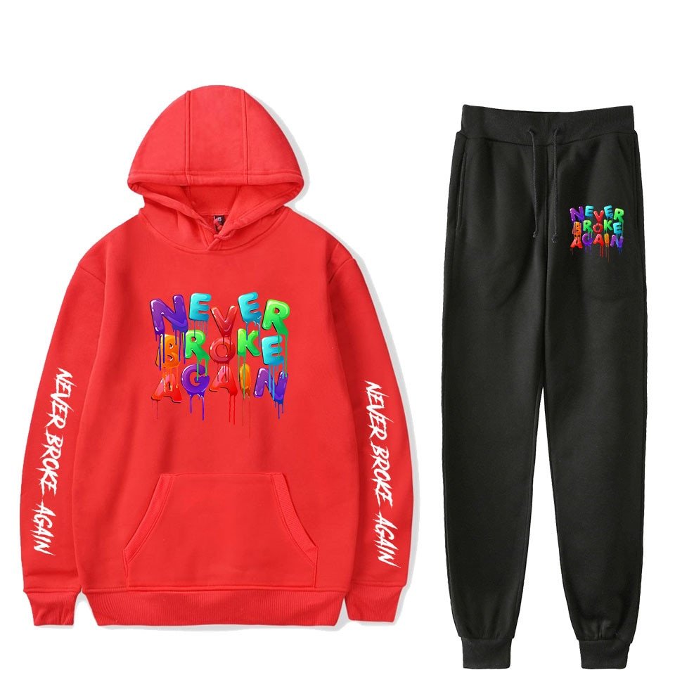 Hot Youngboy Nooit Brak Weer Mode Lange Mouwen Hooded Sweater 2Pcs Vrouwen/Mannen Trainingspak Hoodies Broek Hip hop Sport Pak