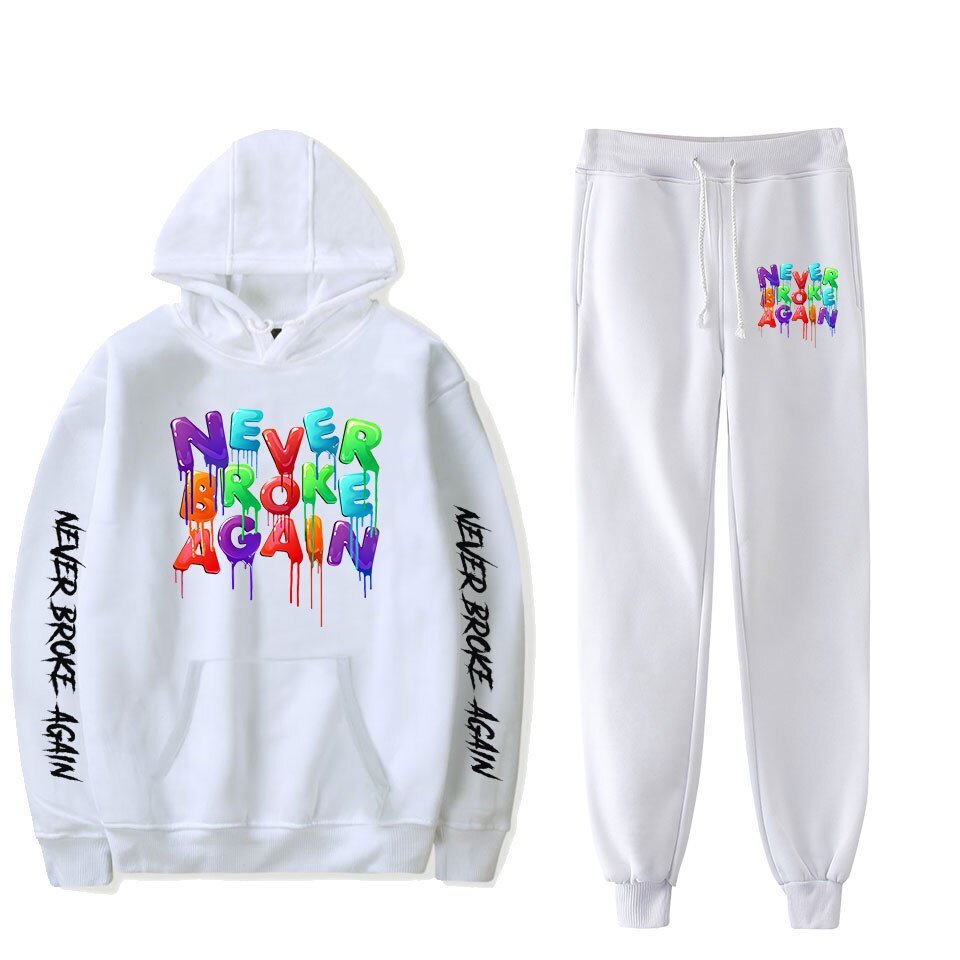 Hot Youngboy Nooit Brak Weer Mode Lange Mouwen Hooded Sweater 2Pcs Vrouwen/Mannen Trainingspak Hoodies Broek Hip hop Sport Pak