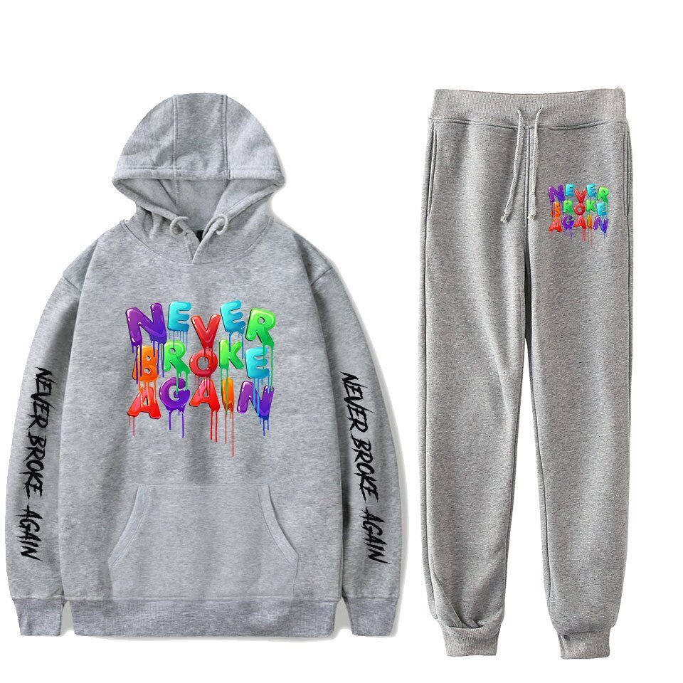 Hot Youngboy Nooit Brak Weer Mode Lange Mouwen Hooded Sweater 2Pcs Vrouwen/Mannen Trainingspak Hoodies Broek Hip hop Sport Pak