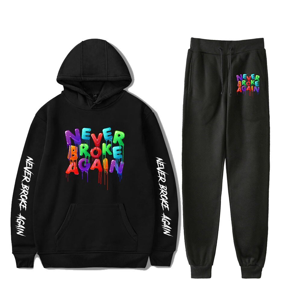 Hot Youngboy Nooit Brak Weer Mode Lange Mouwen Hooded Sweater 2Pcs Vrouwen/Mannen Trainingspak Hoodies Broek Hip hop Sport Pak