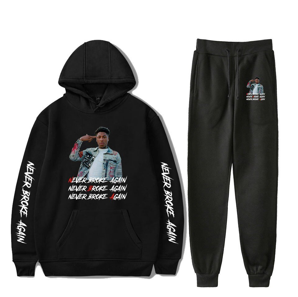 Hot Youngboy Nooit Brak Weer Mode Lange Mouwen Hooded Sweater 2Pcs Vrouwen/Mannen Trainingspak Hoodies Broek Hip hop Sport Pak
